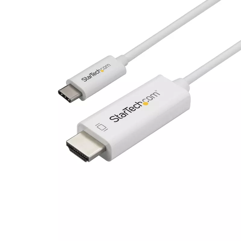 StarTech.com 3 pėd. (1 m) USB-C į HDMI kabelis – 4K 60 Hz USB Type-C į HDMI 2.0 vaizdo adapterio kabelis – Suderinamas su Thunderbolt 3 – Nešiojamojo kompiuterio prie HDMI monitoriaus / ekrano – DP 1.2 Alt Mode HBR2 – Baltas