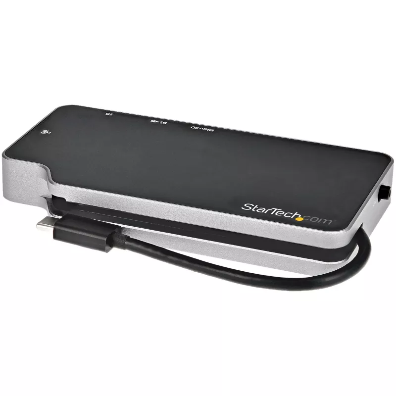 StarTech.com USB C daugiafunkcis adapteris - USB-C į 4K HDMI arba VGA vaizdo su 100W maitinimo pralaidumu, 2 prievadų 10Gbps USB šakotuvas, MicroSD, GbE - USB 3.1 Gen 2 Type-C mini/kelioninė dokstotis