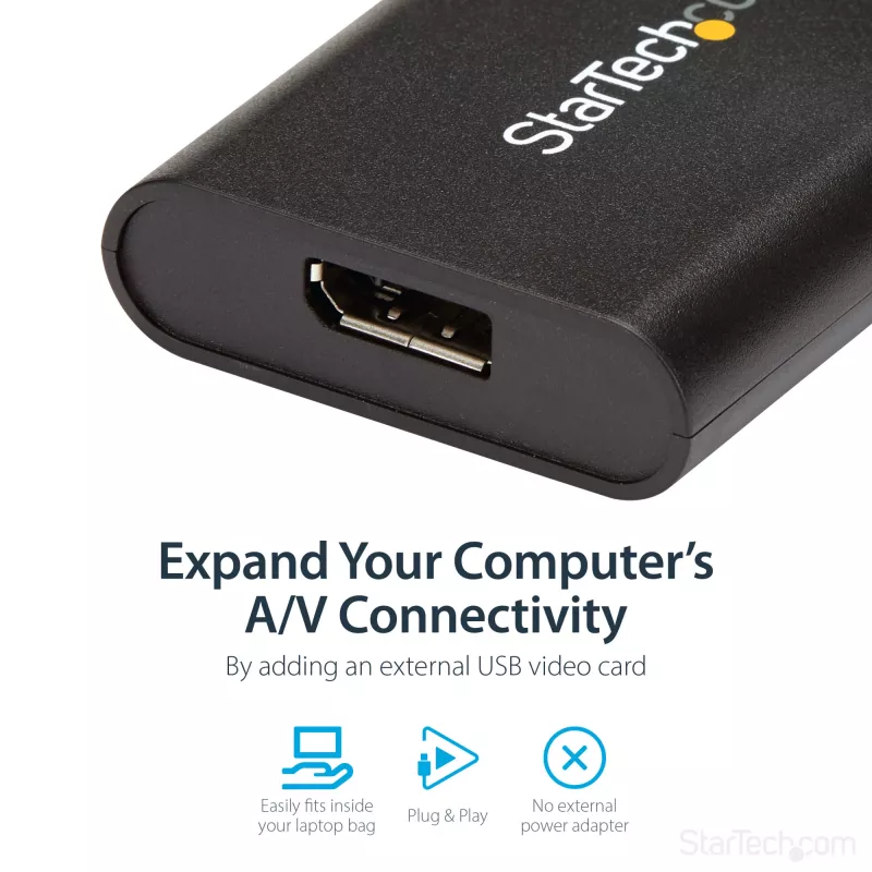 StarTech.com USB 3.0 į DisplayPort adapteris, USB DP monitoriaus keitiklis, skirtas Windows, 4K (nepalaiko macOS/ChromeOS/Linux) – TAA