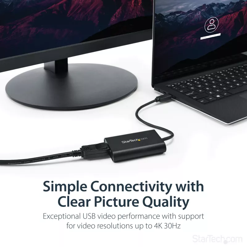 StarTech.com USB 3.0 į DisplayPort adapteris, USB DP monitoriaus keitiklis, skirtas Windows, 4K (nepalaiko macOS/ChromeOS/Linux) – TAA