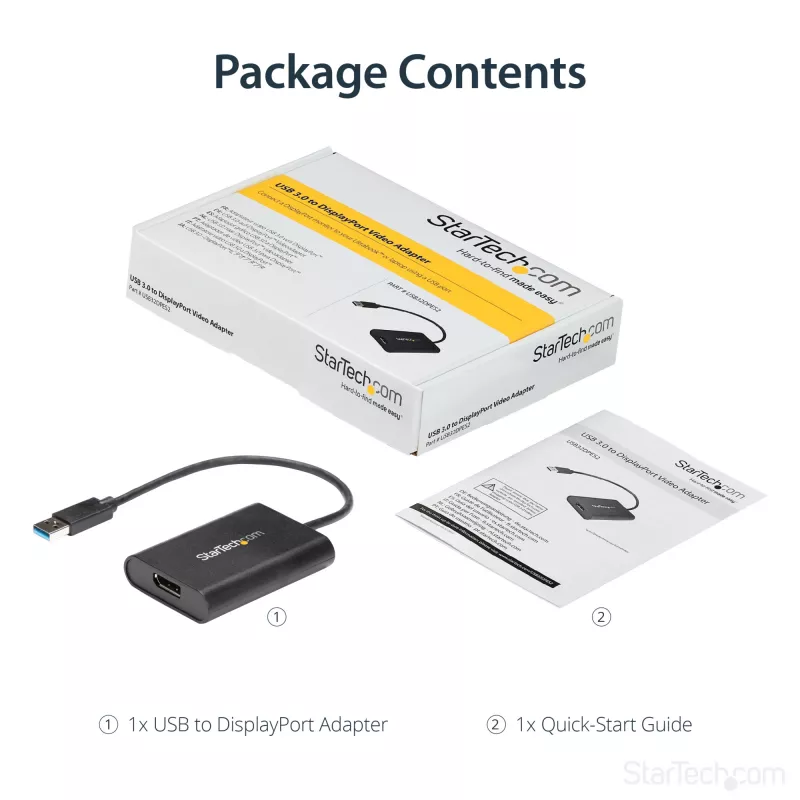 StarTech.com USB 3.0 į DisplayPort adapteris, USB DP monitoriaus keitiklis, skirtas Windows, 4K (nepalaiko macOS/ChromeOS/Linux) – TAA