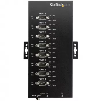 StarTech.com 8 prievadų nuosekliojo ryšio šakotuvas USB į RS232/RS485/RS422 adapteris – Pramoninis USB 2.0 į DB9 nuosekliojo ryšio keitiklio šakotuvas – IP30 įvertinimas – DIN bėgelio tvirtinimo metalinis nuosekliojo ryšio šakotuvas – 15 kV ESD apsauga