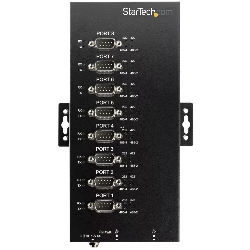 StarTech.com 8 prievadų nuosekliojo ryšio šakotuvas USB į RS232/RS485/RS422 adapteris – Pramoninis USB 2.0 į DB9 nuosekliojo ryšio keitiklio šakotuvas – IP30 įvertinimas – DIN bėgelio tvirtinimo metalinis nuosekliojo ryšio šakotuvas – 15 kV ESD apsauga