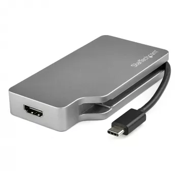 StarTech.com USB C daugiafunkcis vaizdo adapteris su HDMI, VGA, Mini DisplayPort arba DVI – USB Type C monitoriaus adapteris į HDMI 2.0 arba mDP 1.2 (4K 60Hz) – VGA arba DVI (1080p) – Space Gray aliuminis