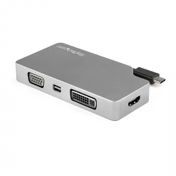 StarTech.com USB C daugiafunkcis vaizdo adapteris su HDMI, VGA, Mini DisplayPort arba DVI – USB Type C monitoriaus adapteris į HDMI 2.0 arba mDP 1.2 (4K 60Hz) – VGA arba DVI (1080p) – Space Gray aliuminis