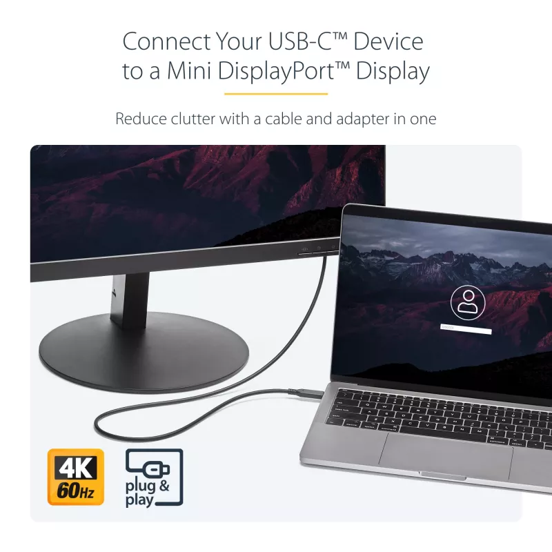 StarTech.com 6 ft. (1.8 m) USB-C į Mini DisplayPort kabelis – 4K 60Hz – juodas