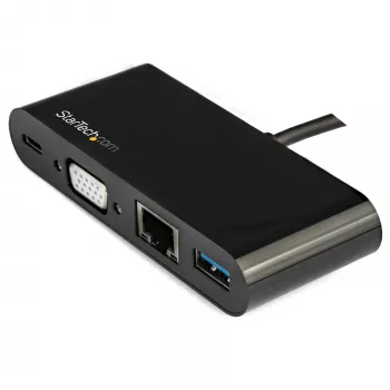 StarTech.com USB C daugiafunkcis adapteris - Mini USB-C dokas su vieno monitoriaus VGA 1080p vaizdu - 60 W energijos tiekimo pralaidumas - USB 3.1 Gen 1 Type-A 5 Gb/s, Gigabit Ethernet - Prijungimo stotelė