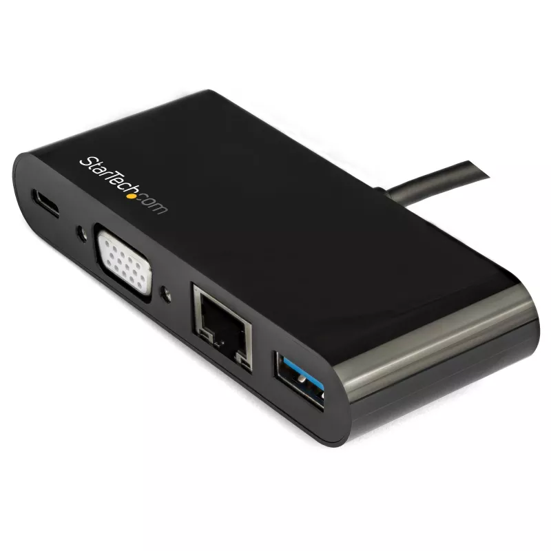 StarTech.com USB C daugiafunkcis adapteris - Mini USB-C dokas su vieno monitoriaus VGA 1080p vaizdu - 60 W energijos tiekimo pralaidumas - USB 3.1 Gen 1 Type-A 5 Gb/s, Gigabit Ethernet - Prijungimo stotelė