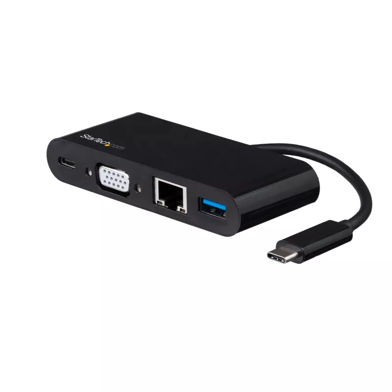 StarTech.com USB C daugiafunkcis adapteris - Mini USB-C dokas su vieno monitoriaus VGA 1080p vaizdu - 60 W energijos tiekimo pralaidumas - USB 3.1 Gen 1 Type-A 5 Gb/s, Gigabit Ethernet - Prijungimo stotelė