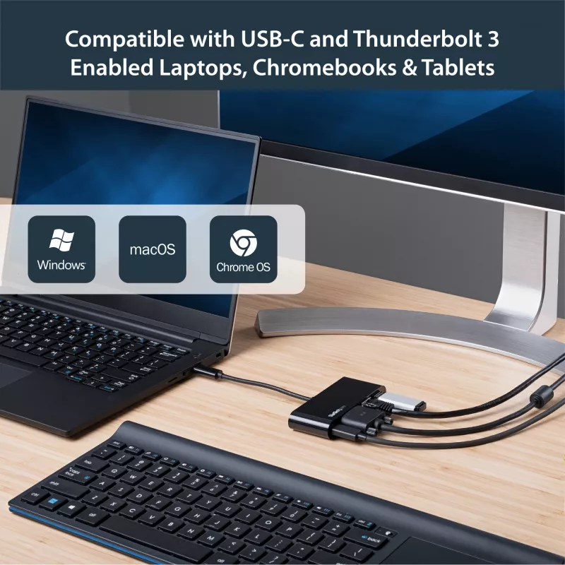 StarTech.com USB C daugiafunkcis adapteris - Mini USB-C dokas su vieno monitoriaus VGA 1080p vaizdu - 60 W energijos tiekimo pralaidumas - USB 3.1 Gen 1 Type-A 5 Gb/s, Gigabit Ethernet - Prijungimo stotelė