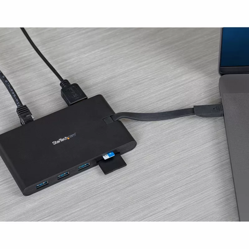 StarTech.com USB C daugiafunkcis adapteris - USB Type-C mini dokas su HDMI 4K arba VGA 1080p vaizdu - 100W maitinimo pralaidumas, 3 prievadų USB 3.0 šakotuvas, GbE, SD ir MicroSD - nešiojamojo kompiuterio kelioninis dokas