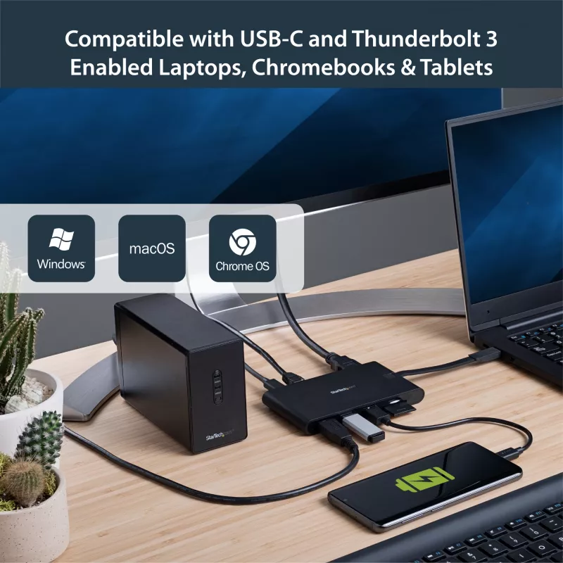 StarTech.com USB C daugiafunkcis adapteris - USB Type-C mini dokas su HDMI 4K arba VGA 1080p vaizdu - 100W maitinimo pralaidumas, 3 prievadų USB 3.0 šakotuvas, GbE, SD ir MicroSD - nešiojamojo kompiuterio kelioninis dokas