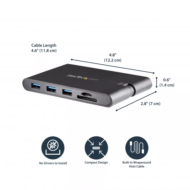 StarTech.com USB C daugiafunkcis adapteris - USB Type-C mini dokas su HDMI 4K arba VGA 1080p vaizdu - 100W maitinimo pralaidumas, 3 prievadų USB 3.0 šakotuvas, GbE, SD ir MicroSD - nešiojamojo kompiuterio kelioninis dokas
