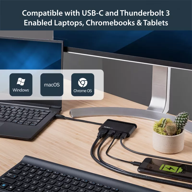 StarTech.com USB-C daugiafunkcis adapteris – nešiojama USB-C dokas su 4K HDMI – 100 W PD 3.0 pralaidumas, 1x USB-A, 1x USB-C, GbE – Thunderbolt 3 ir USB Type-C nešiojamojo kompiuterio kelioninis dokas – Mac ir Windows