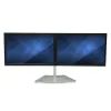StarTech.com dvigubas monitoriaus stovas – ergonomiškas laisvai stovintis dviejų monitorių stalinis stovas dviem 24 colių VESA tvirtinimo ekranams – sinchronizuotas aukščio reguliavimas – dvigubas monitoriaus stulpelio laikiklis – sidabrinis