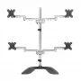 StarTech.com Stacionarus keturių monitorių stovas – ergonomiška VESA 4 monitorių rankena (2x2) iki 32 colių – atskirai stovintis lankstus universalus stulpo laikiklis – reguliuojamas aukštis / pasvirimas / pasukimas / sukimas – sidabrinis