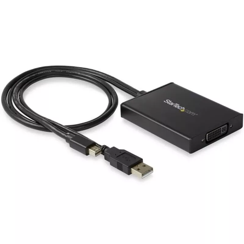 StarTech.com Mini DisplayPort į dviejų kanalų DVI adapteris – maitinamas per USB – juodas
