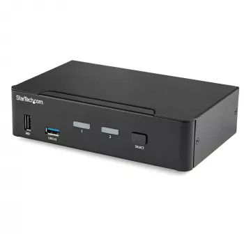 StarTech.com 2 prievadų DisplayPort KVM jungiklis - 4K 60Hz - Vienas ekranas - Dviejų prievadų UHD DP 1.2 USB KVM jungiklis su integruotu USB 3.0 šakotuvu ir garsu - Dell HP Apple Lenovo - TAA atitinkantis