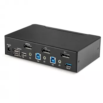 StarTech.com 2 prievadų DisplayPort KVM jungiklis - 4K 60Hz - Vienas ekranas - Dviejų prievadų UHD DP 1.2 USB KVM jungiklis su integruotu USB 3.0 šakotuvu ir garsu - Dell HP Apple Lenovo - TAA atitinkantis