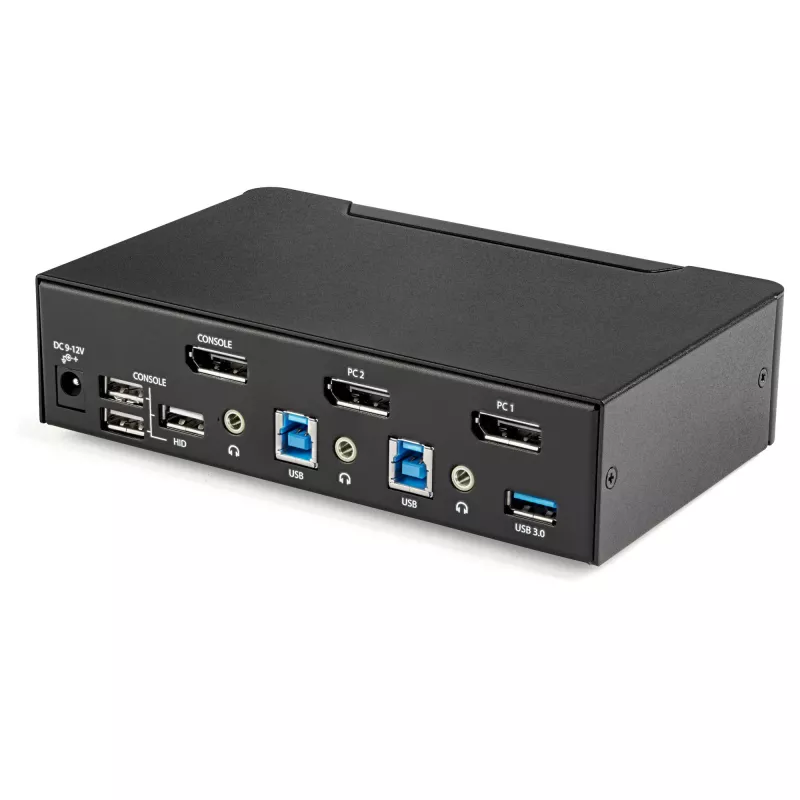 StarTech.com 2 prievadų DisplayPort KVM jungiklis - 4K 60Hz - Vienas ekranas - Dviejų prievadų UHD DP 1.2 USB KVM jungiklis su integruotu USB 3.0 šakotuvu ir garsu - Dell HP Apple Lenovo - TAA atitinkantis
