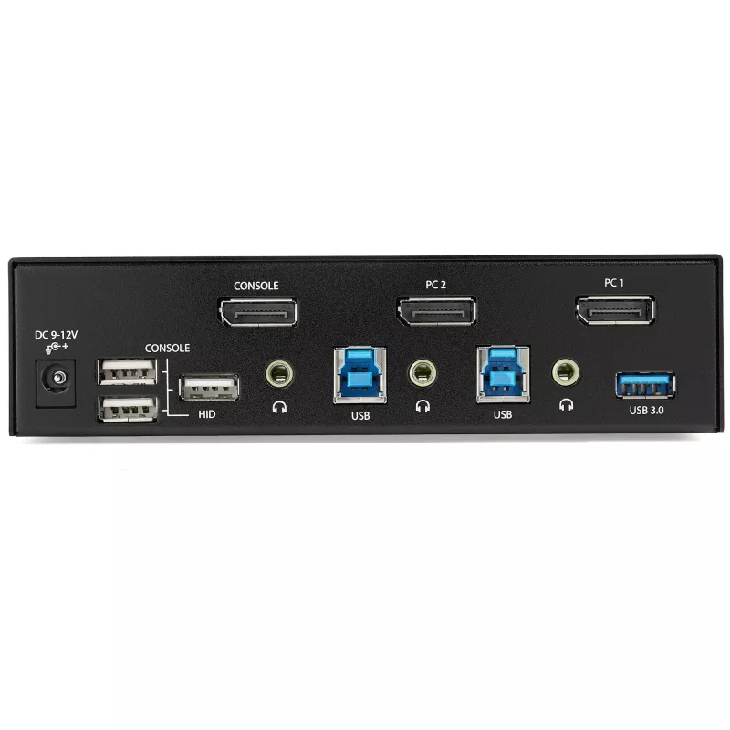 StarTech.com 2 prievadų DisplayPort KVM jungiklis - 4K 60Hz - Vienas ekranas - Dviejų prievadų UHD DP 1.2 USB KVM jungiklis su integruotu USB 3.0 šakotuvu ir garsu - Dell HP Apple Lenovo - TAA atitinkantis