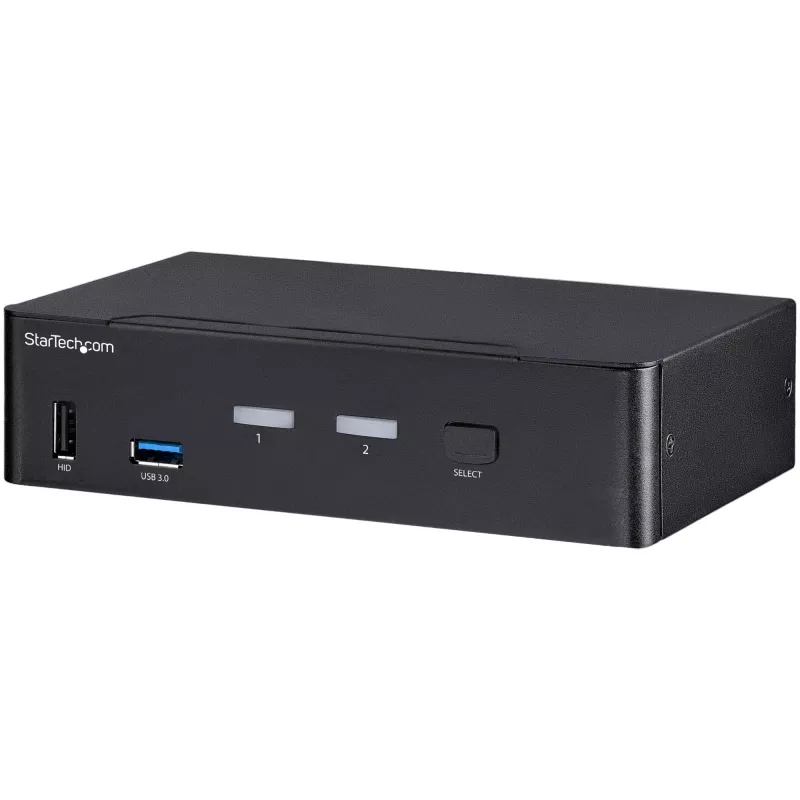 StarTech.com 2 prievadų DisplayPort KVM jungiklis - 4K 60Hz - Vienas ekranas - Dviejų prievadų UHD DP 1.2 USB KVM jungiklis su integruotu USB 3.0 šakotuvu ir garsu - Dell HP Apple Lenovo - TAA atitinkantis