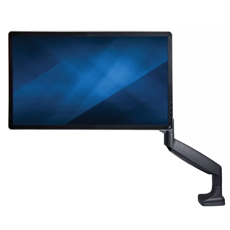 StarTech.com Stalo tvirtinimo monitoriaus laikiklis – tvirtas ergonominis VESA monitoriaus laikiklis – vienam 9 kg ekranui – visiškai judinamas, reguliuojamas aukštis, lankstomas – aliuminis – C spaustuvas / kiauryminis tvirtinimas – juodas