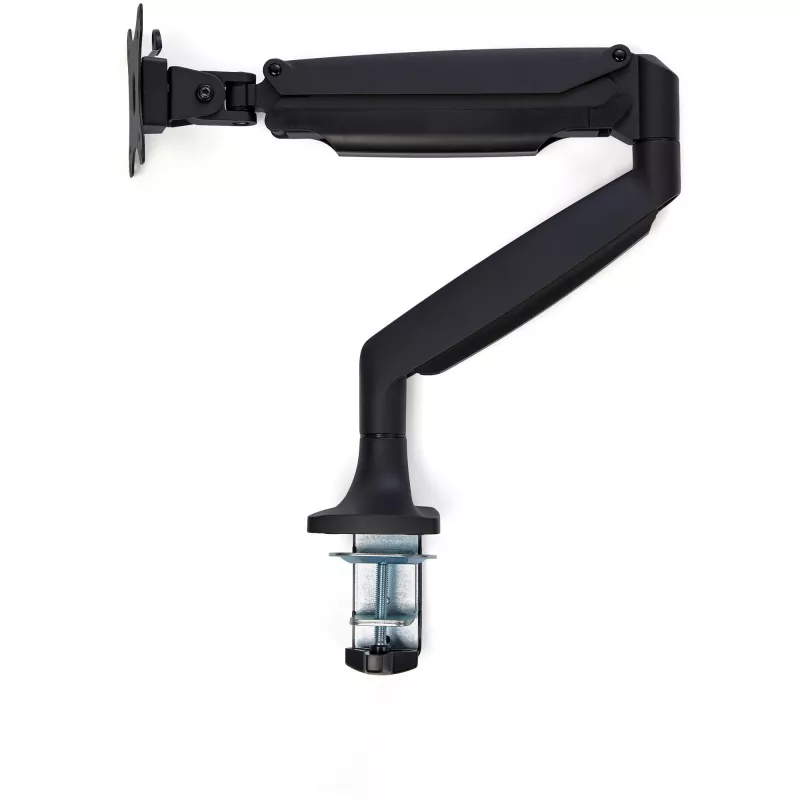 StarTech.com Stalo tvirtinimo monitoriaus laikiklis – tvirtas ergonominis VESA monitoriaus laikiklis – vienam 9 kg ekranui – visiškai judinamas, reguliuojamas aukštis, lankstomas – aliuminis – C spaustuvas / kiauryminis tvirtinimas – juodas
