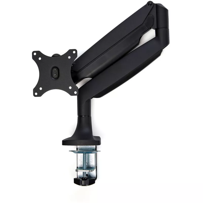 StarTech.com Stalo tvirtinimo monitoriaus laikiklis – tvirtas ergonominis VESA monitoriaus laikiklis – vienam 9 kg ekranui – visiškai judinamas, reguliuojamas aukštis, lankstomas – aliuminis – C spaustuvas / kiauryminis tvirtinimas – juodas