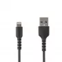 StarTech.com 6 pėdų (2 m) patvarus juodas USB-A į Lightning laidas – ypač tvirtas, armuotas aramidiniu pluoštu USB Type A į Lightning įkrovimo / sinchronizavimo maitinimo laidas – Apple MFi sertifikuotas, skirtas iPad / iPhone 12
