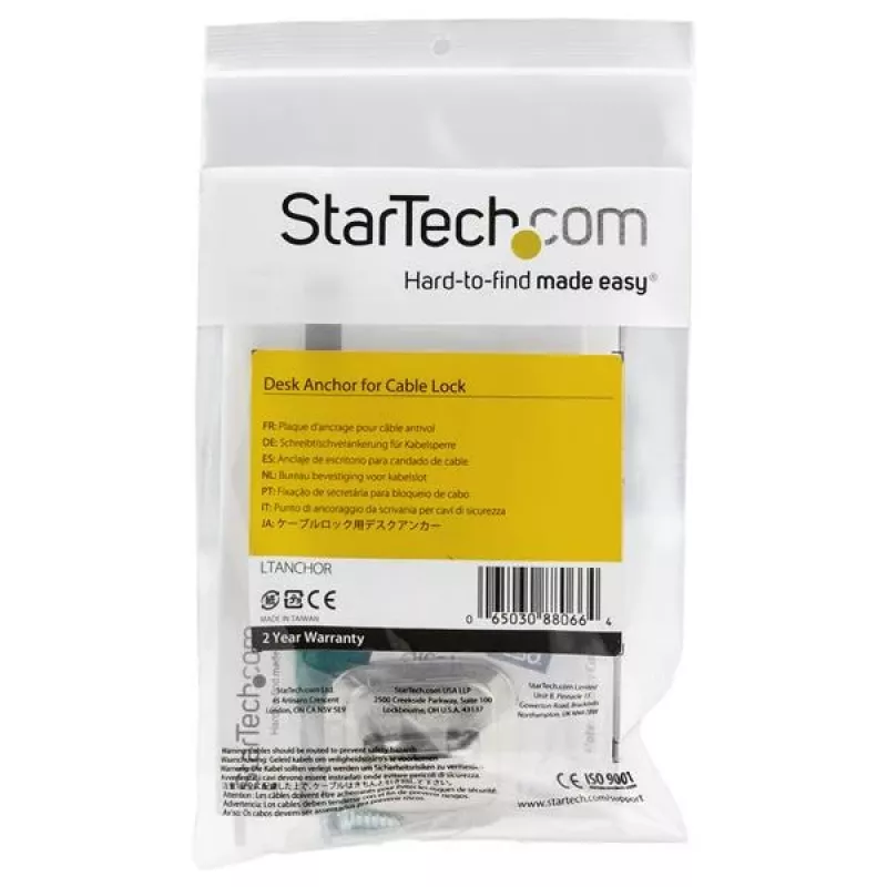 StarTech.com nešiojamojo kompiuterio kabelio užrakto inkaras - cinko lydinys, inkaras, sidabrinis, 1 vnt., plienas, 44 mm, 45,8 mm