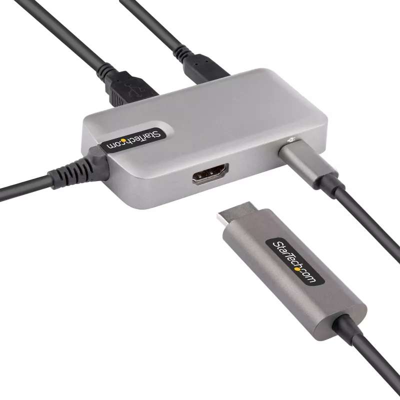 StarTech.com USB-C universali jungtis – USB-C į 4K 60Hz HDMI 2.0, 100W energijos perdavimas – 3 prievadų 10Gbps USB šakotuvas – Nešiojama USB-C mini dokinė stotelė – 10 colių (25 cm) laidas