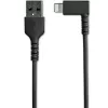 StarTech.com 3 pėdų (1 m) patvarus USB A į Lightning kabelis – juodas 90° kampuotas, itin tvirtas, sutvirtintas aramidiniu pluoštu, USB A tipo į Lightning įkrovimo / sinchronizavimo laidas – Apple MFi sertifikuotas – iPhone