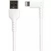 StarTech.com 1 m patvarus USB A – Lightning laidas, baltas, 90° kampu, sunkių apkrovų, sustiprintas aramidiniu pluoštu, USB Type A – Lightning įkrovimo / sinchronizavimo laidas, Apple MFi sertifikuotas – iPhone