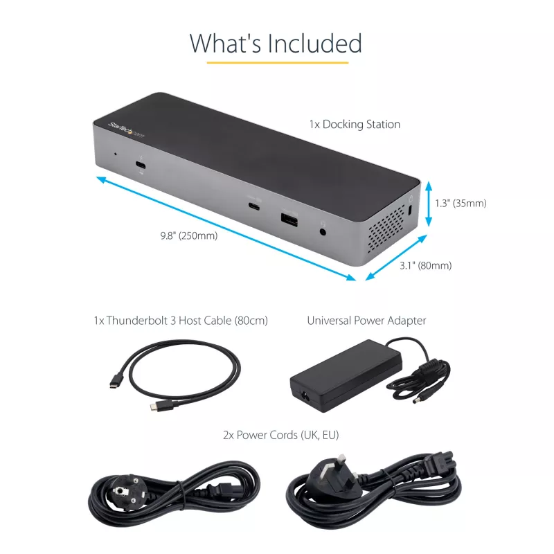 StarTech.com USB-C dokas, skirtas „MacBook Pro/Air-M1/M2/M3/M4“, suderinamas su „Thunderbolt“, HDMI/DisplayPort, du 4K 60Hz / vienas 8K, USB Type-C nešiojamojo kompiuterio dokas, 96 W galios tiekimas, USB 10 Gbps
