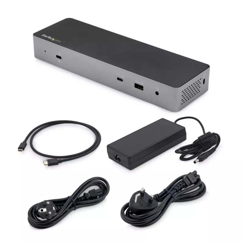 StarTech.com USB-C dokas, skirtas „MacBook Pro/Air-M1/M2/M3/M4“, suderinamas su „Thunderbolt“, HDMI/DisplayPort, du 4K 60Hz / vienas 8K, USB Type-C nešiojamojo kompiuterio dokas, 96 W galios tiekimas, USB 10 Gbps