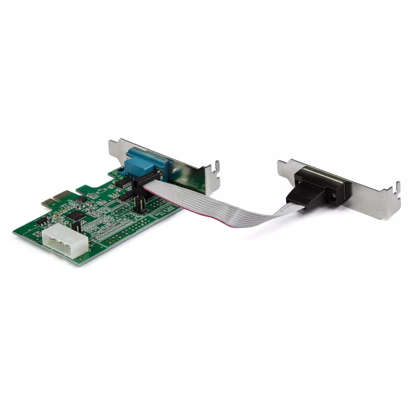 StarTech.com 2 prievadų PCI Express RS232 nuosekliojo prievado adapterio kortelė - PCIe RS232 nuosekliojo prievado prieglobos valdiklio kortelė - PCIe į nuoseklųjį DB9 - 16950 UART - žemo profilio išplėtimo kortelė - Windows ir Linux