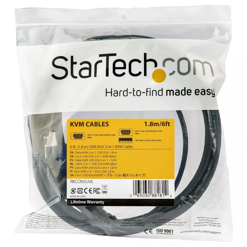 StarTech.com 1,8 m USB KVM laidas montuojamoms konsolėms