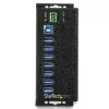 StarTech.com 7 prievadų USB 3.0 šakotuvas su maitinimo adapteriu – metalinis pramoninis USB-A šakotuvas su ESD ir 350 W apsauga nuo viršįtampių – DIN / prie sienos / ant stalo montuojamas – didelės spartos USB 3.2 Gen 1 (5 Gbps) šakotuvas – TAA