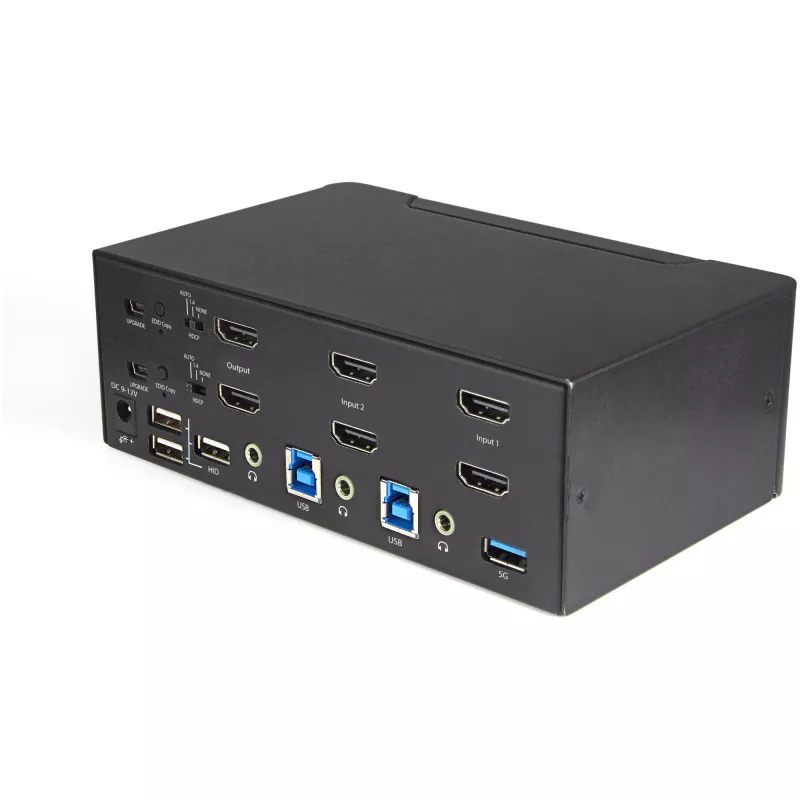 “StarTech.com” 2 prievadų dviejų monitorių HDMI KVM komutatorius - 4K 60Hz Ultra HD HDR - Stalinis 4K HDMI 2.0 KVM komutatorius su 2 prievadų USB 3.0 šakotuvu (5Gbps) ir 4x USB 2.0 HID, garsas - Spartusis perjungimas - TAA