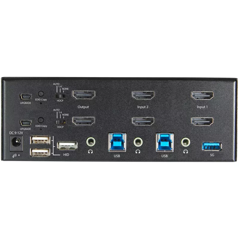 “StarTech.com” 2 prievadų dviejų monitorių HDMI KVM komutatorius - 4K 60Hz Ultra HD HDR - Stalinis 4K HDMI 2.0 KVM komutatorius su 2 prievadų USB 3.0 šakotuvu (5Gbps) ir 4x USB 2.0 HID, garsas - Spartusis perjungimas - TAA