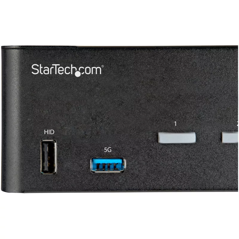 “StarTech.com” 2 prievadų dviejų monitorių HDMI KVM komutatorius - 4K 60Hz Ultra HD HDR - Stalinis 4K HDMI 2.0 KVM komutatorius su 2 prievadų USB 3.0 šakotuvu (5Gbps) ir 4x USB 2.0 HID, garsas - Spartusis perjungimas - TAA