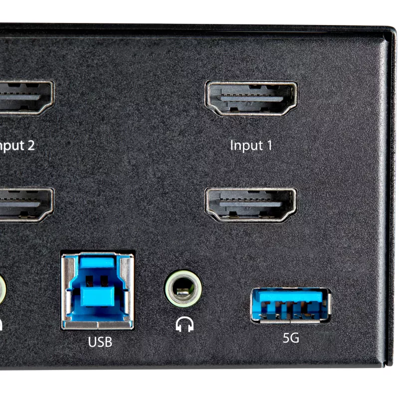 “StarTech.com” 2 prievadų dviejų monitorių HDMI KVM komutatorius - 4K 60Hz Ultra HD HDR - Stalinis 4K HDMI 2.0 KVM komutatorius su 2 prievadų USB 3.0 šakotuvu (5Gbps) ir 4x USB 2.0 HID, garsas - Spartusis perjungimas - TAA
