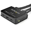 StarTech.com 2 prievadų HDMI KVM komutatorius - 4K 60Hz - Kompaktiškas dviejų prievadų UHD/Ultra HD USB stalinis KVM komutatorius su integruotais 1,2 m kabeliais ir garso įranga - maitinamas per magistralę ir nuotolinis perjungimas - MacBook ThinkPad