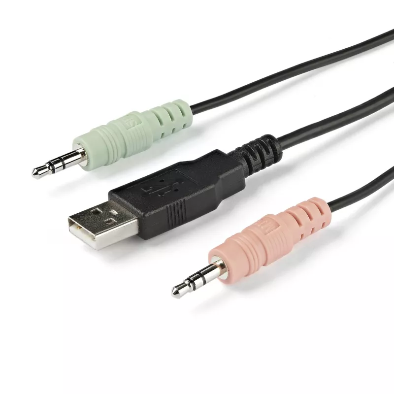 StarTech.com 2 prievadų HDMI KVM komutatorius - 4K 60Hz - Kompaktiškas dviejų prievadų UHD/Ultra HD USB stalinis KVM komutatorius su integruotais 1,2 m kabeliais ir garso įranga - maitinamas per magistralę ir nuotolinis perjungimas - MacBook ThinkPad