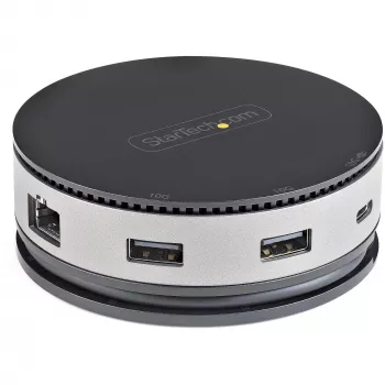 StarTech.com USB C universali jungtis - USB 3.1 Gen 2 10Gbps Type-C mini stotelė su 4K 60Hz HDMI/DisplayPort arba 1080p VGA - 75W PD pralaidumas, 3 prievadų USB šakotuvas, GbE - mobili prijungimo stotis