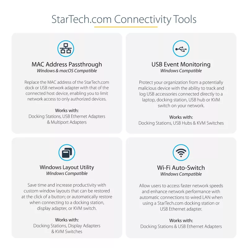 StarTech.com USB C universali jungtis - USB 3.1 Gen 2 10Gbps Type-C mini stotelė su 4K 60Hz HDMI/DisplayPort arba 1080p VGA - 75W PD pralaidumas, 3 prievadų USB šakotuvas, GbE - mobili prijungimo stotis