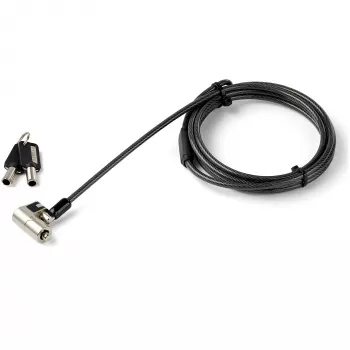StarTech.com 6,5' (2m) 3-in-1 universali nešiojamojo kompiuterio kabelio spyna - rakinama nešiojamojo/stalinio kompiuterio apsaugos kabelio spyna, suderinama su K-Slot, Nano ir Wedge lizdais - apsaugos nuo vagystės plieninio kabelio spyna su raktais