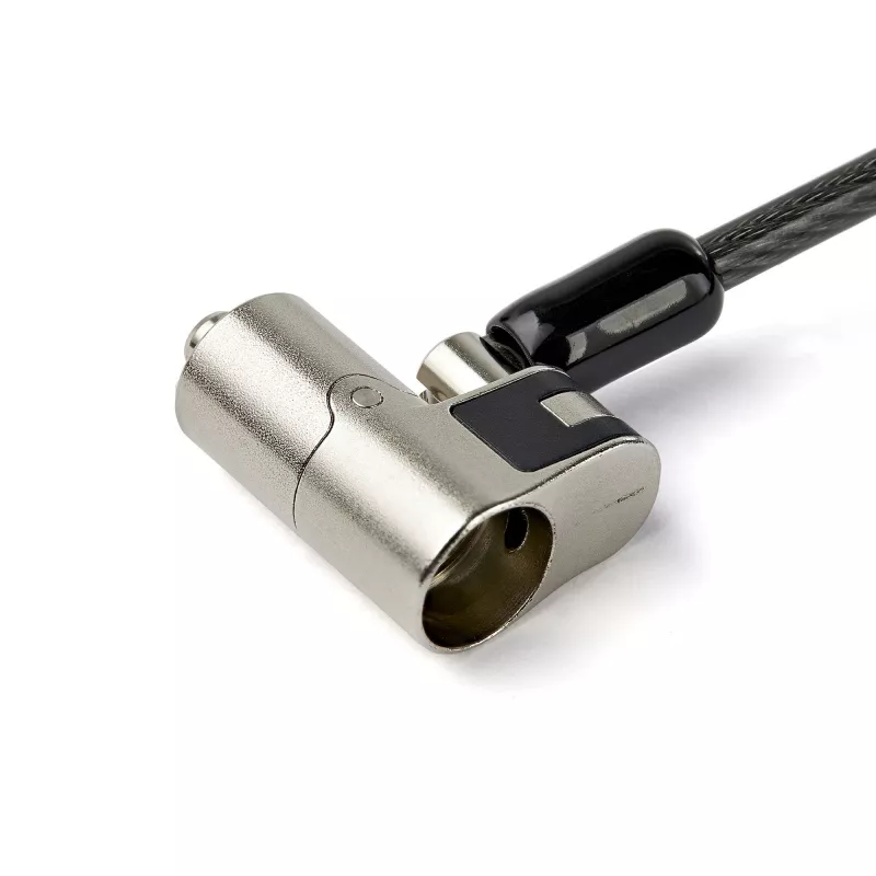 StarTech.com 6,5' (2m) 3-in-1 universali nešiojamojo kompiuterio kabelio spyna - rakinama nešiojamojo/stalinio kompiuterio apsaugos kabelio spyna, suderinama su K-Slot, Nano ir Wedge lizdais - apsaugos nuo vagystės plieninio kabelio spyna su raktais