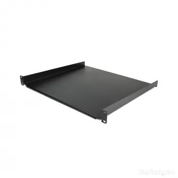 StarTech.com 1U serverių stovo lentyna - universali stovo montavimo konsolinė lentyna 19 colių tinklo įrangos stovui ir spintai - patikimas plienas - keliamoji galia 44lb/20kg - 16 colių gylio dėklas, juoda